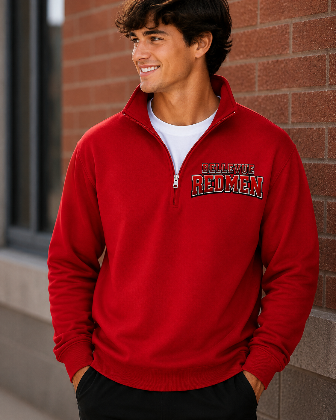 Bellevue Redmen | Redmen Authority | 1/4-Zip Pullover Sweatshirt