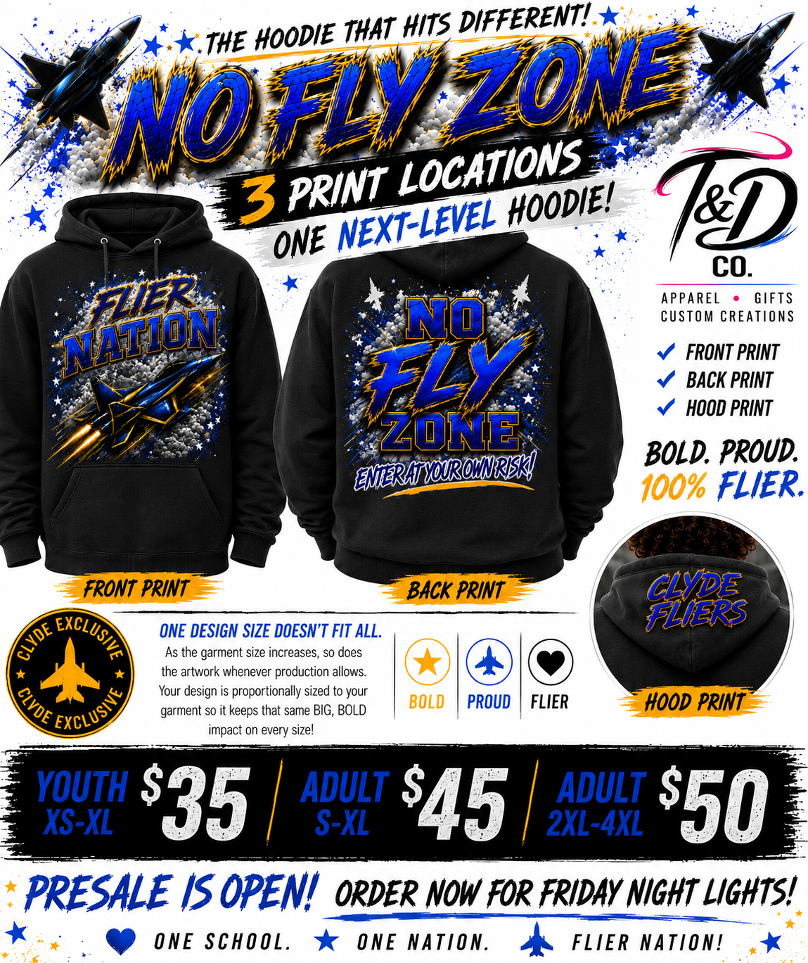 Clyde Fliers | Flier Nation – No Fly Zone Hoodie