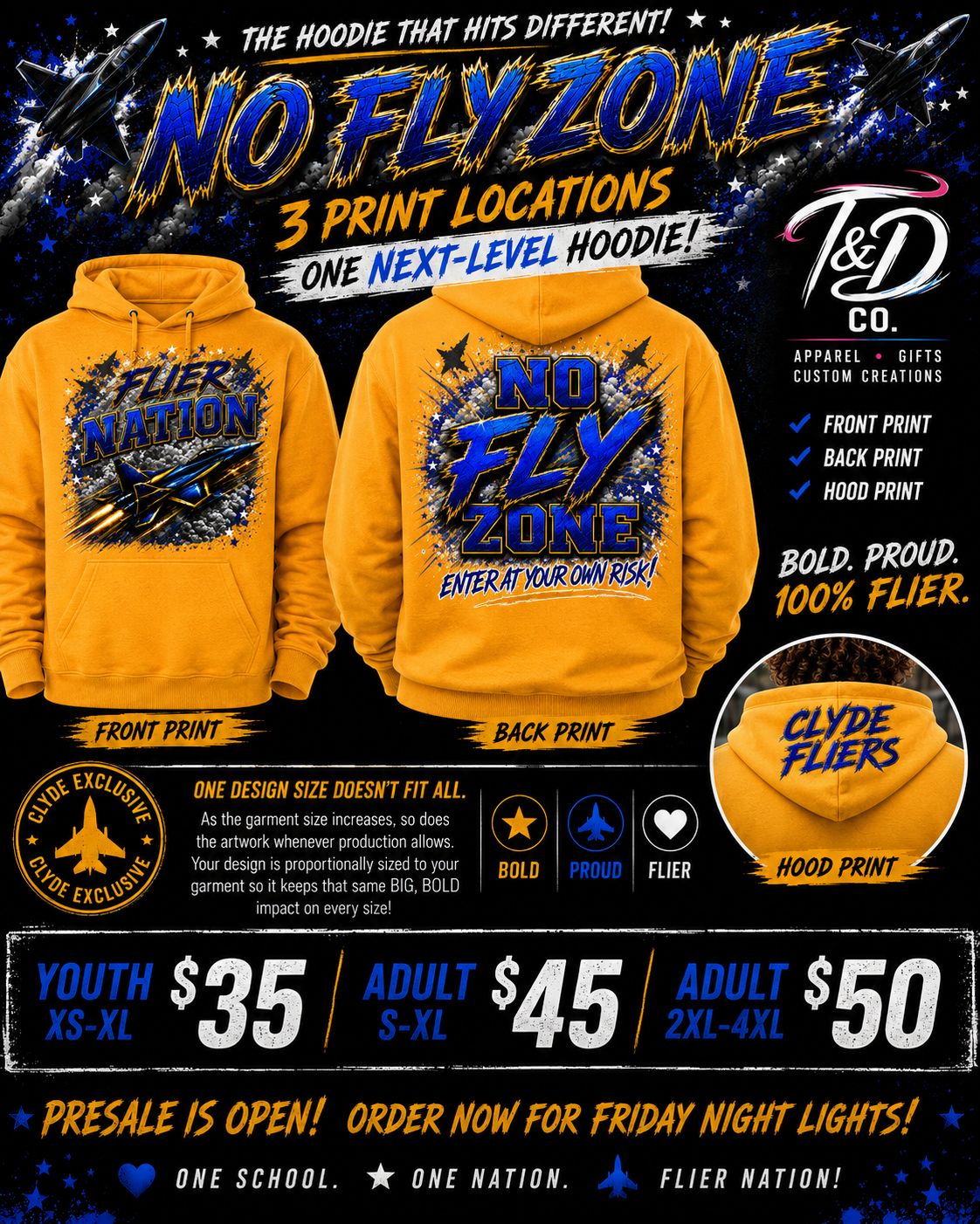 Clyde Fliers | Flier Nation – No Fly Zone Hoodie