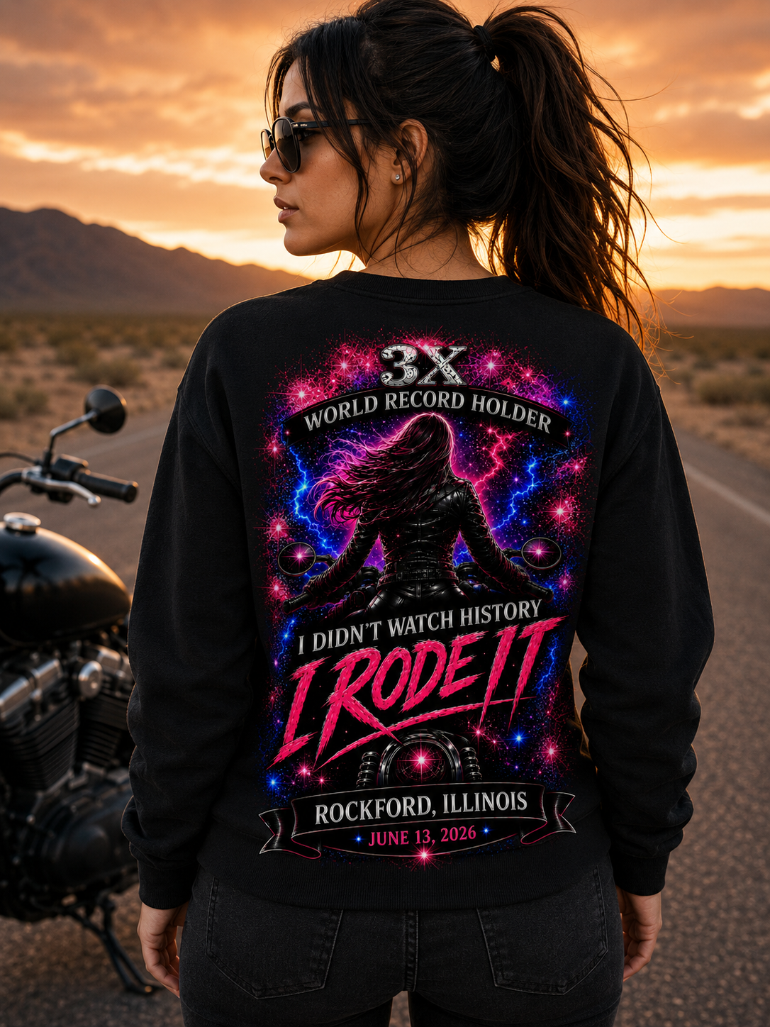1433 Strong | 3X World Record Ride Shirt - Sweatshirt Crewneck