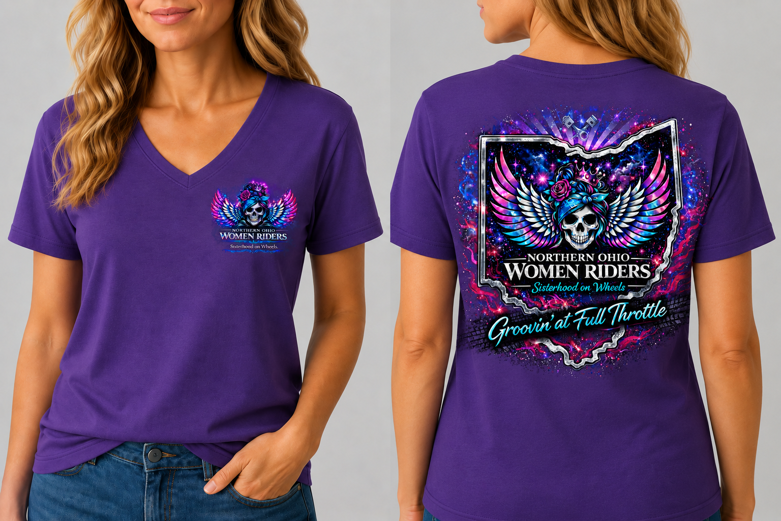 NOWR V-Neck T-Shirt - Groovin' at Full Throttle