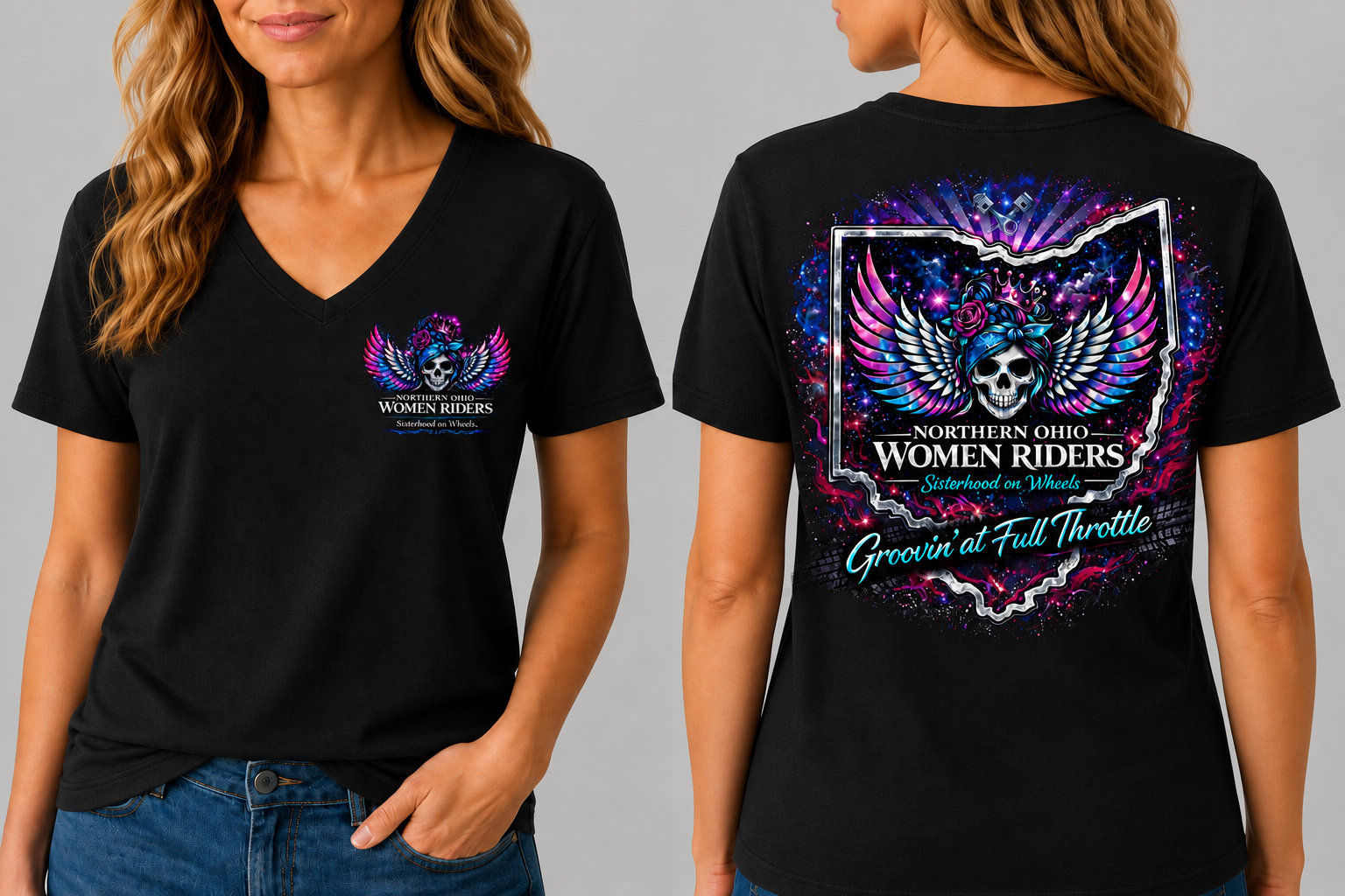 NOWR V-Neck T-Shirt - Groovin' at Full Throttle
