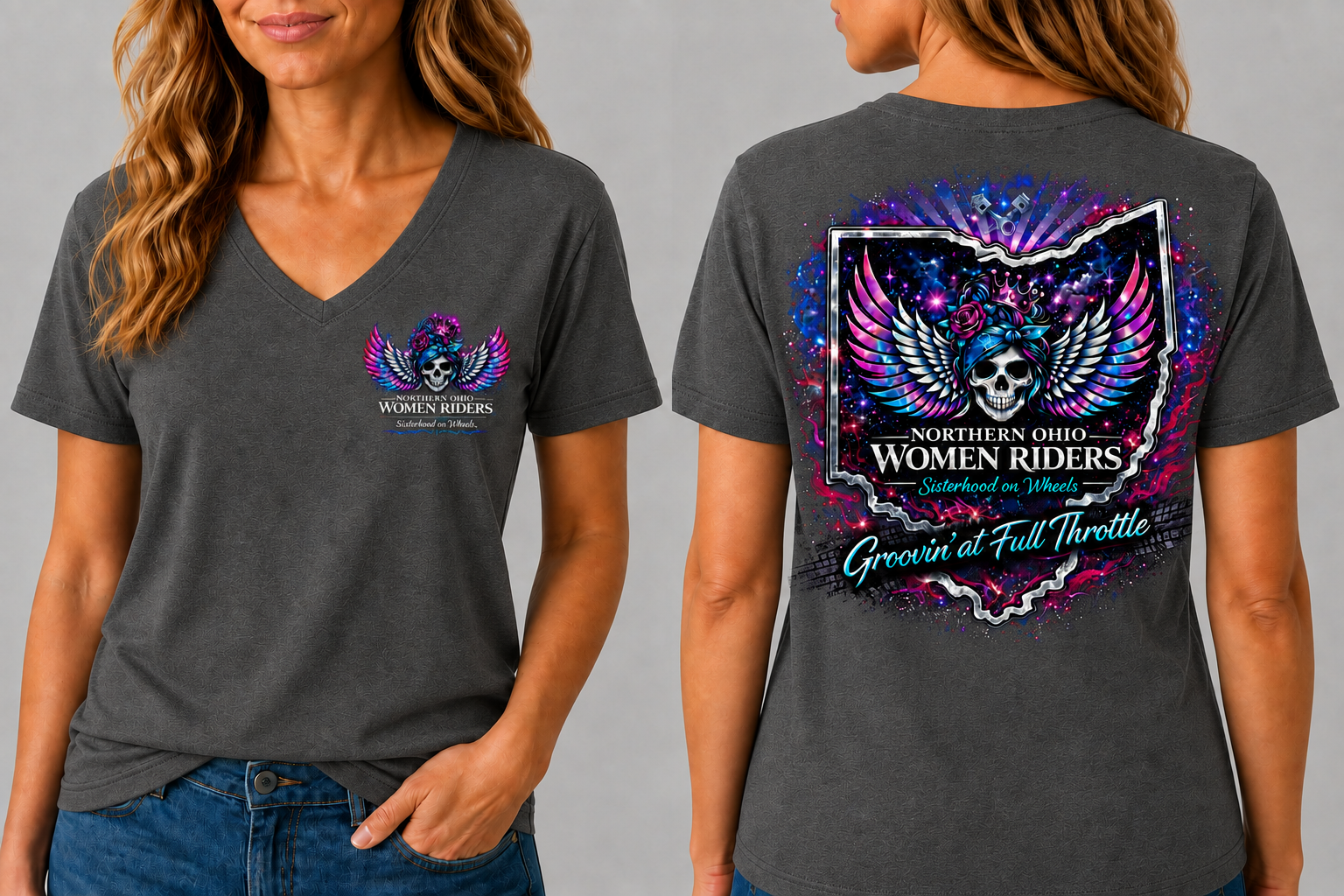 NOWR V-Neck T-Shirt - Groovin' at Full Throttle