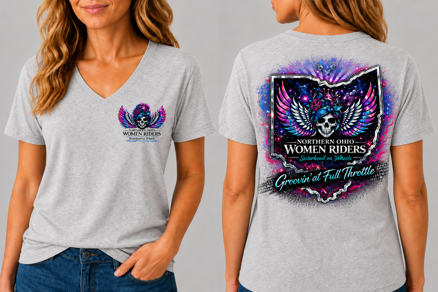 NOWR V-Neck T-Shirt - Groovin' at Full Throttle