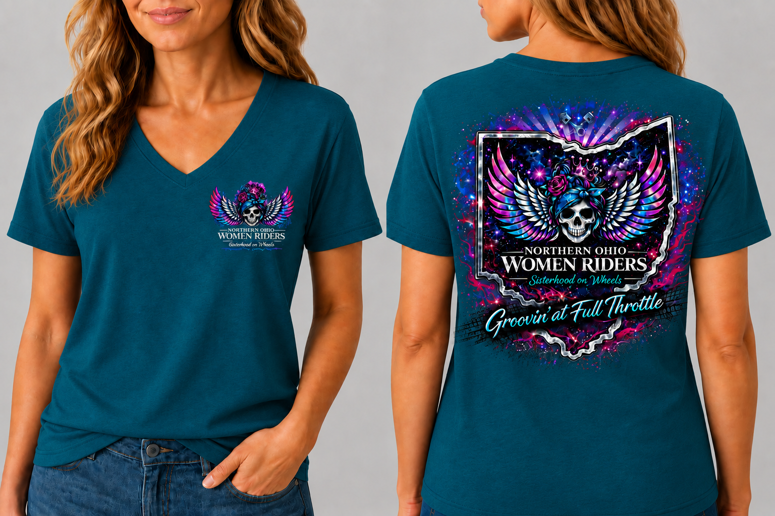 NOWR V-Neck T-Shirt - Groovin' at Full Throttle