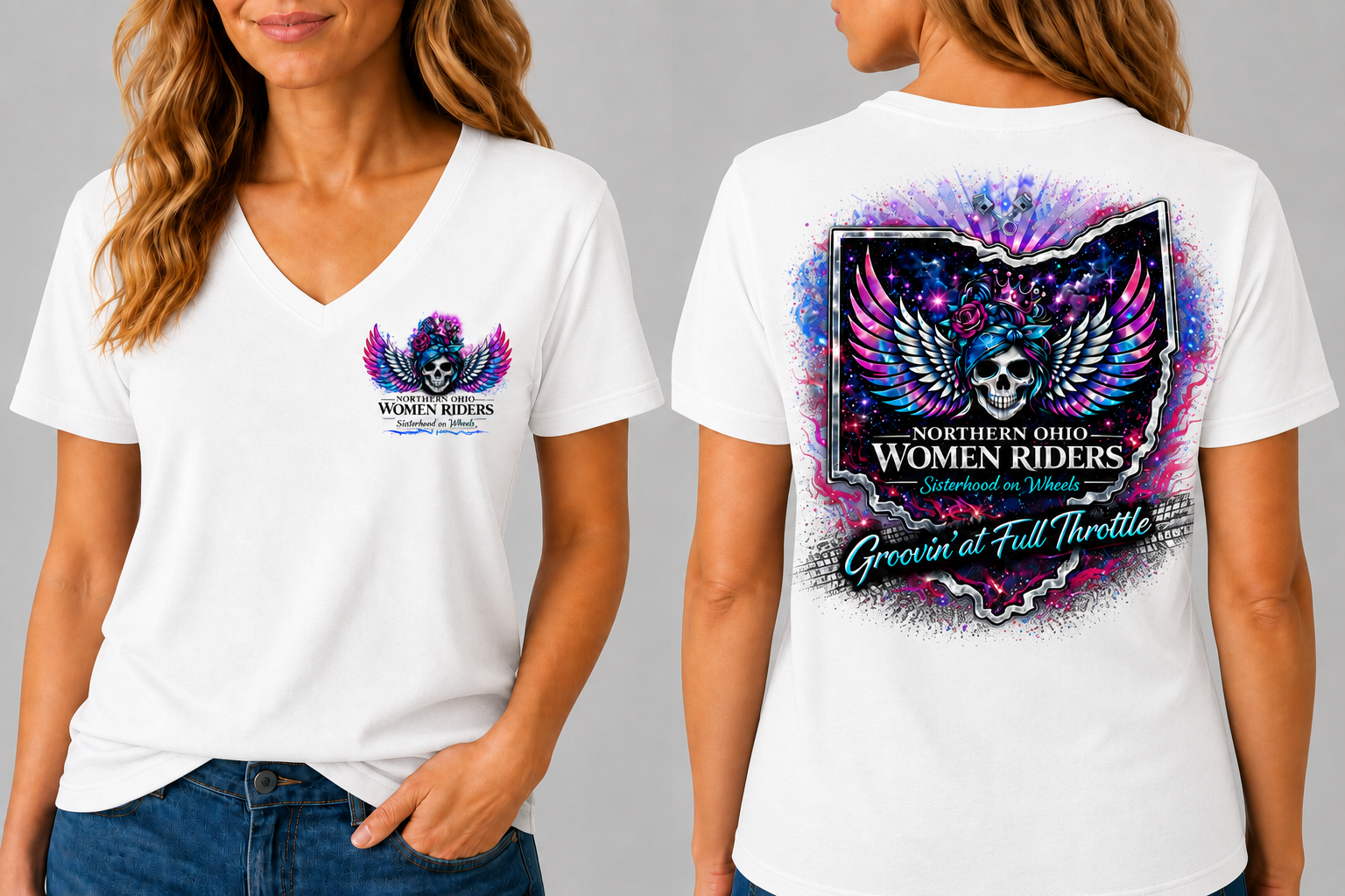 NOWR V-Neck T-Shirt - Groovin' at Full Throttle