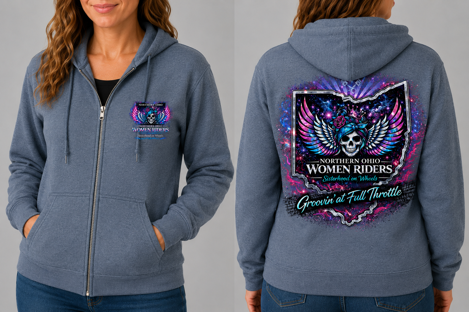 NOWR Zip-Up Hooded Sweatshirt - Groovin' at Full Throttle