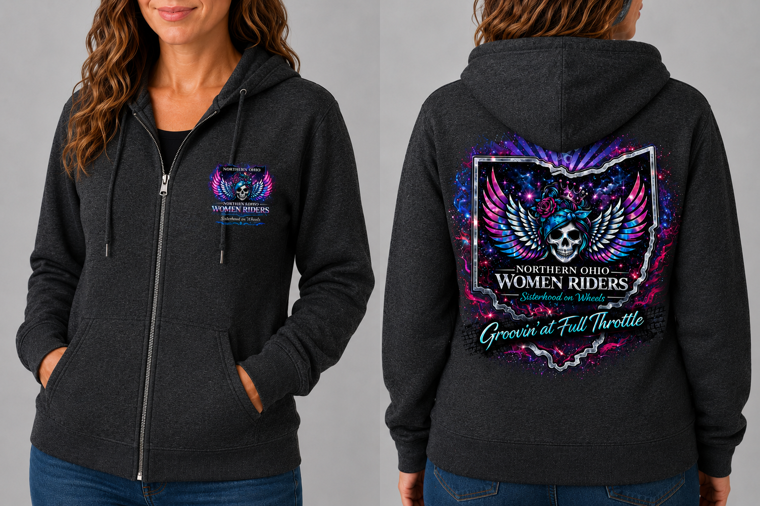 NOWR Zip-Up Hooded Sweatshirt - Groovin' at Full Throttle