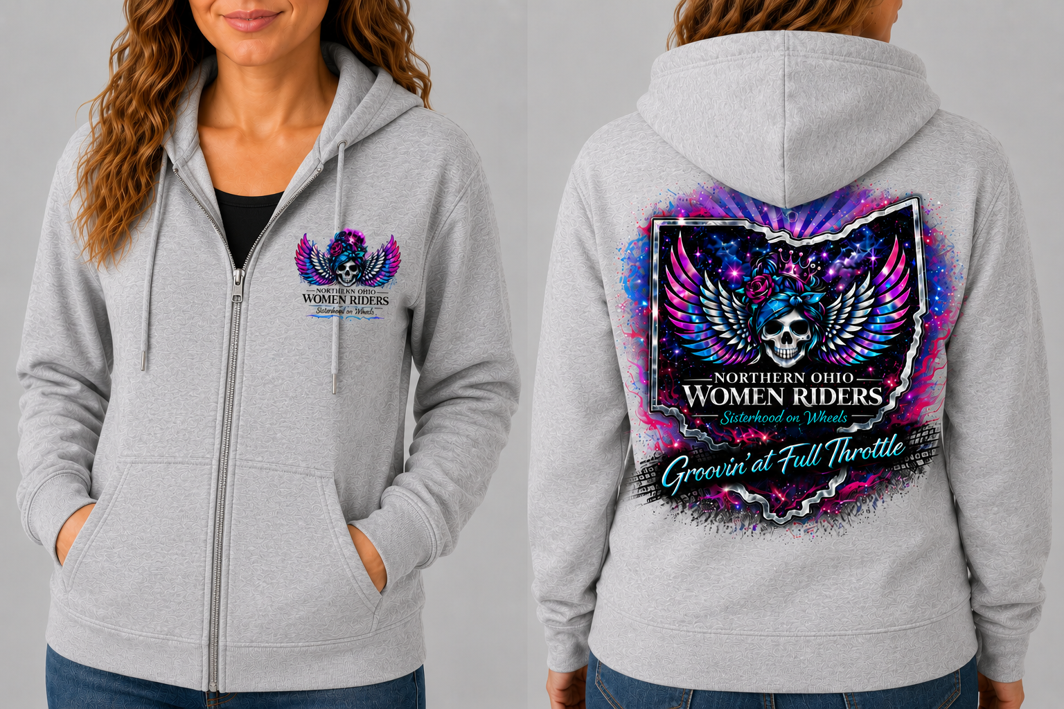NOWR Zip-Up Hooded Sweatshirt - Groovin' at Full Throttle