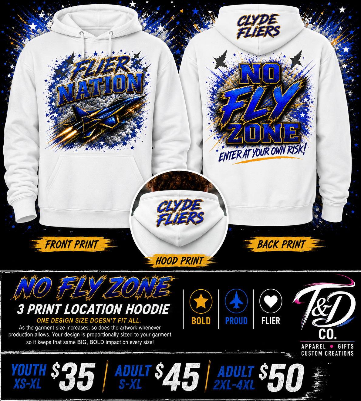 Clyde Fliers | Flier Nation – No Fly Zone Hoodie